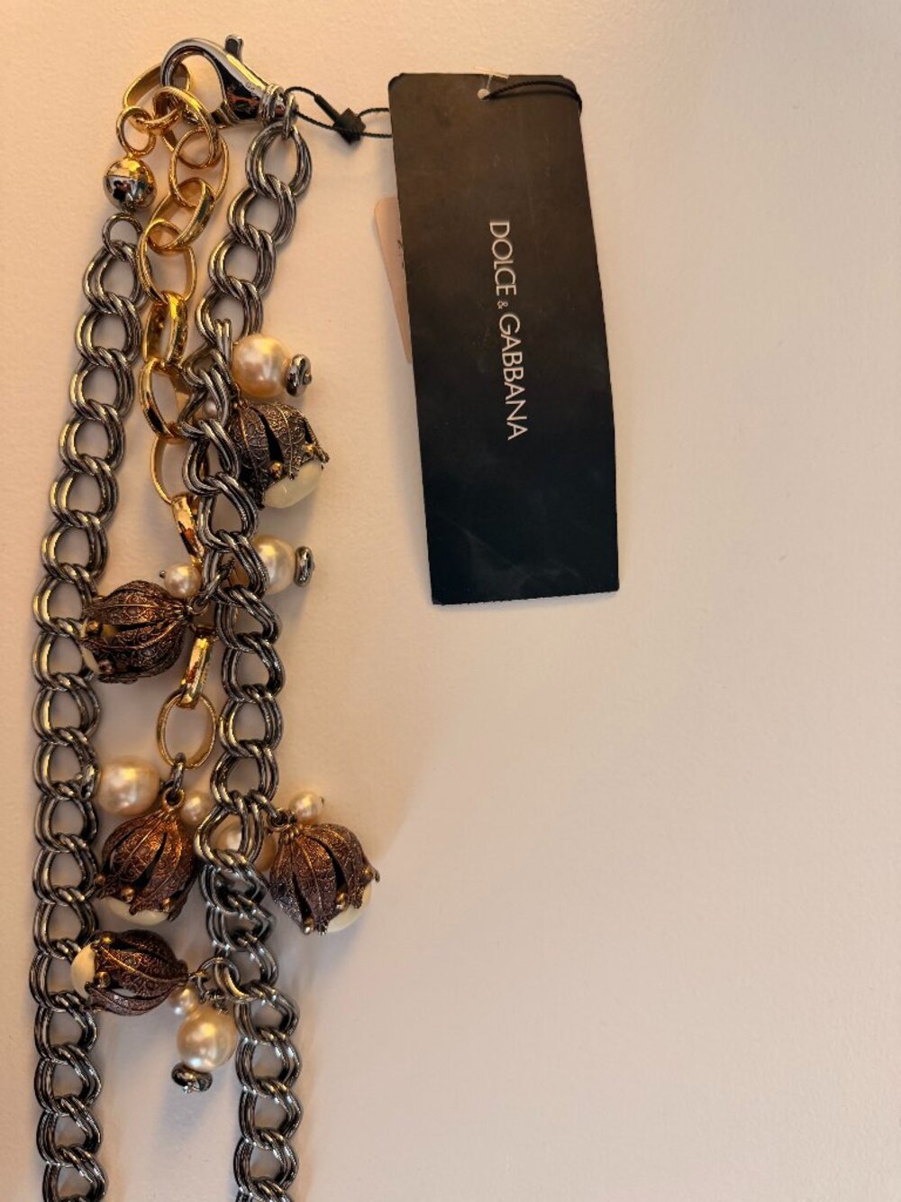 Dolce & Gabbana Pearl & Filigree Statement Necklace, New With Tags